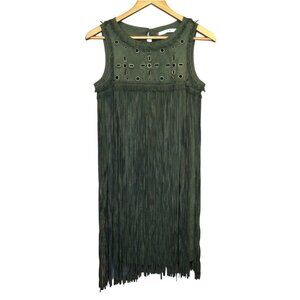 Chelsea & Violet Olive Fringe Dress Size XS Sleeveless Boho Hippie Country